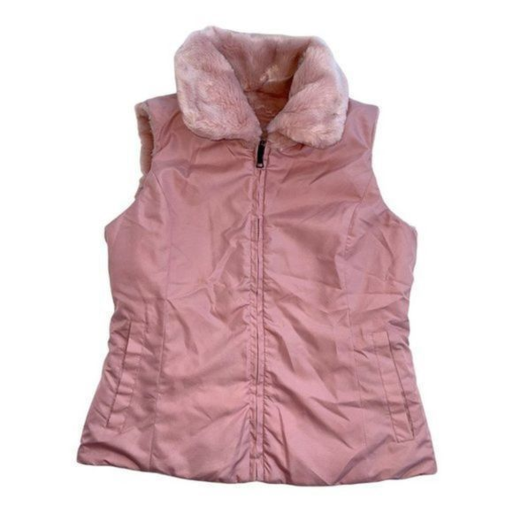 Reversible faux fur sateen vest S‎